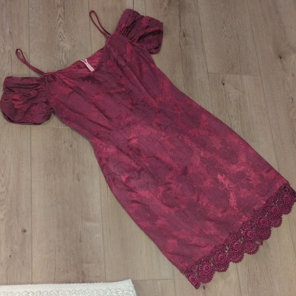 Vintage 90s Deep Red Lace Dress